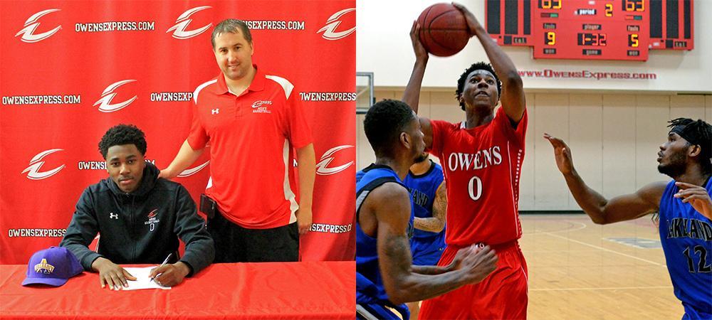 Cochran signs with Albany. Photo on right courtesy of Amanda Aylwin/Owens Sports Information