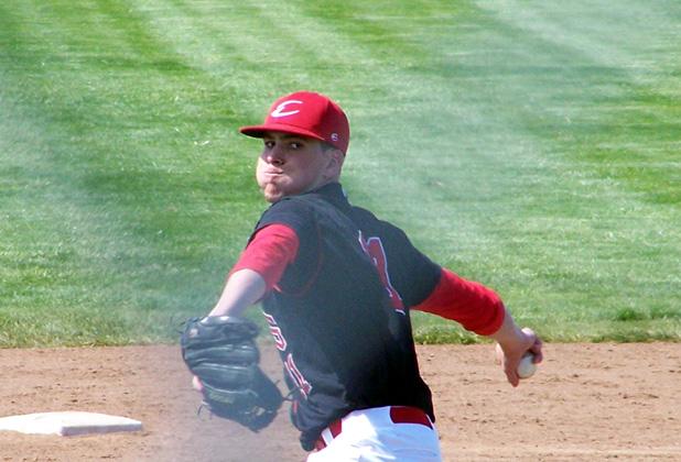 Dane Davis was a bright spot for the Express today. The freshman retired all six batters he faced in the first game of the doubleheader. Photo courtesy of Owens Sports Information