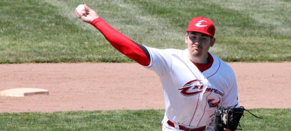 Grant Peters delivers a pitch during last week's 1-0 win over No. 3 Sinclair. Photo by Nicholas Huenefeld/Owens Sports Information