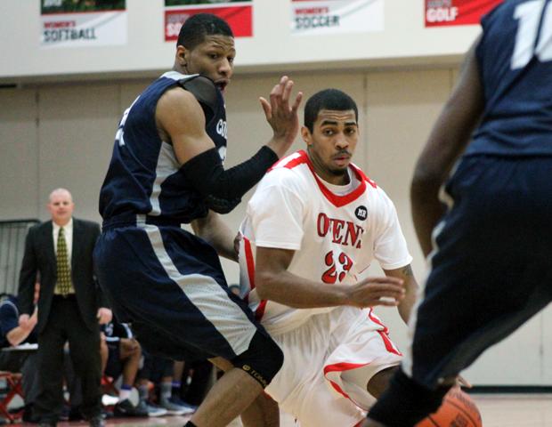 Joe Retic II scored a team high 22 points while adding four rebounds, three assists andd two steals. Retic's effort helped the Express to an 80-65 win over Columbus State. Photo by Dave Harrand/Owens Sports Information