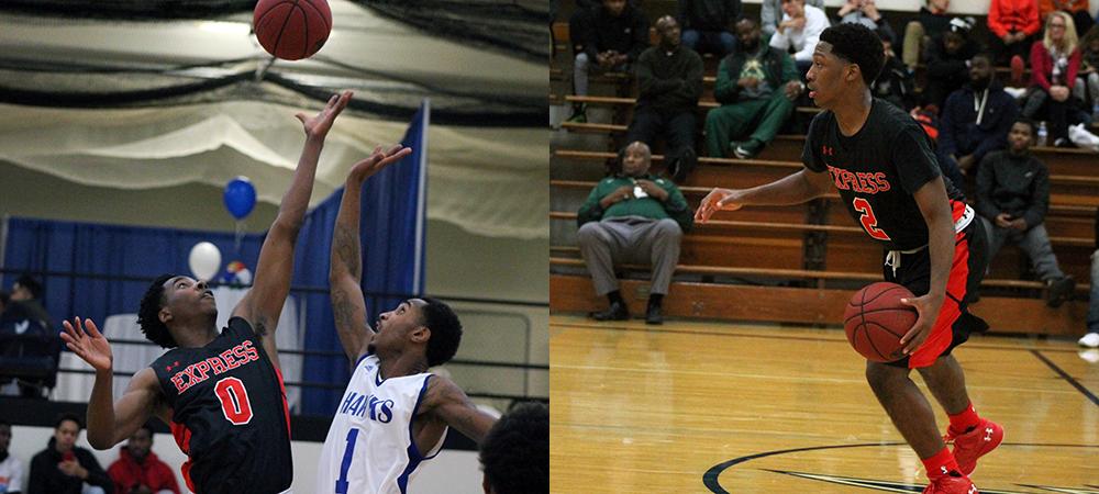 Xavier Cochran, left, and Roy Hatchett Jr., right, helped lead Owens to a road win tonight. Photos by Nicholas Huenefeld/Owens Sports Information