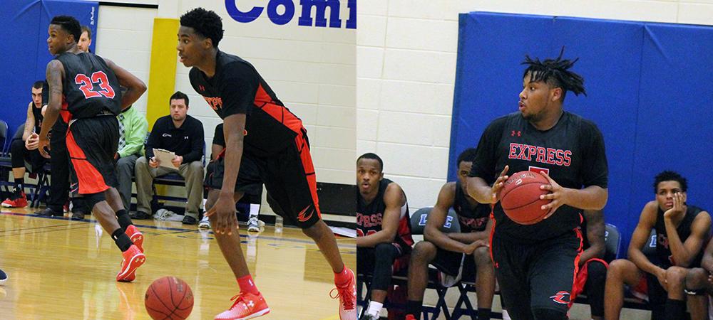 Xavier Cochran and Brian Walker (L to R) both produced double-doubles in tonight's win over Lorain County. Photos by Nicholas Huenefeld/Owens Sports Information