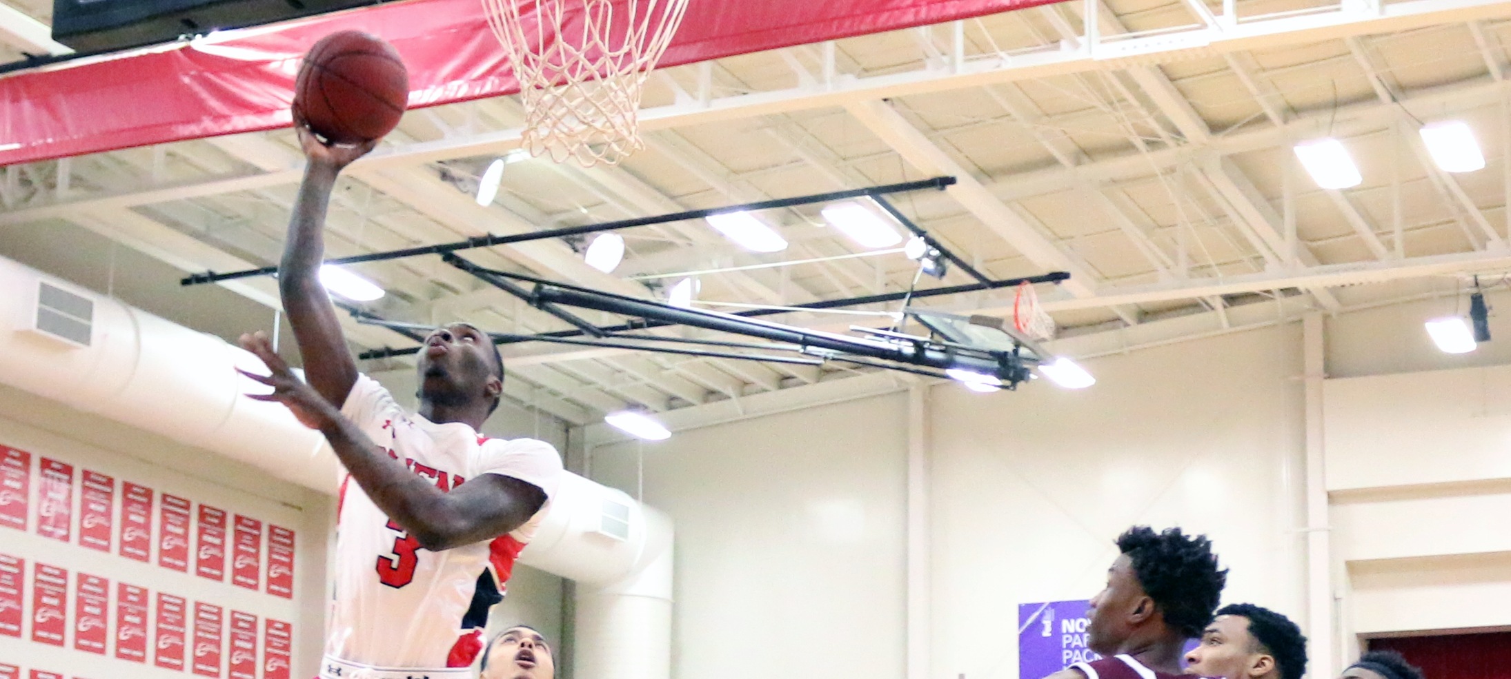 Shondell Jackson is pictured here attempting a layup. He tied Ty'Rese Searles for the team-high in scoring with 17. Photo by David Bliss/Owens Sports Information