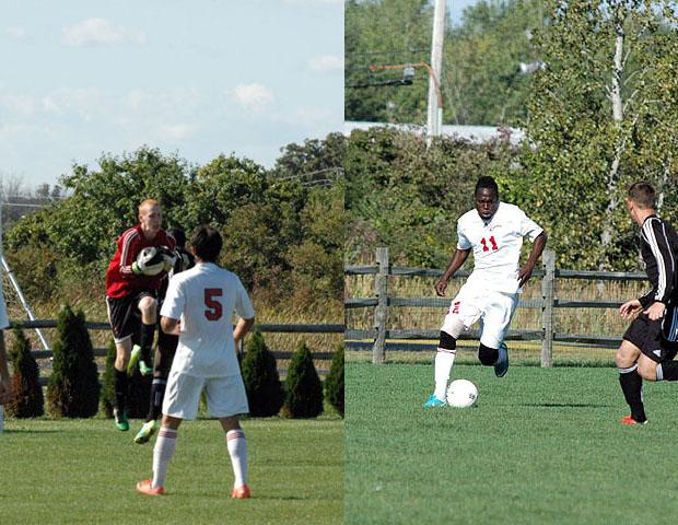 Josh Kleinow (left) and Glenroy Miller (right) have been named the OCCAC Goalkeeper and Player of the Week, respectively, for the week ending Sept. 9. Photos courtesy of Nicholas Huenefeld/Owens Sports Information