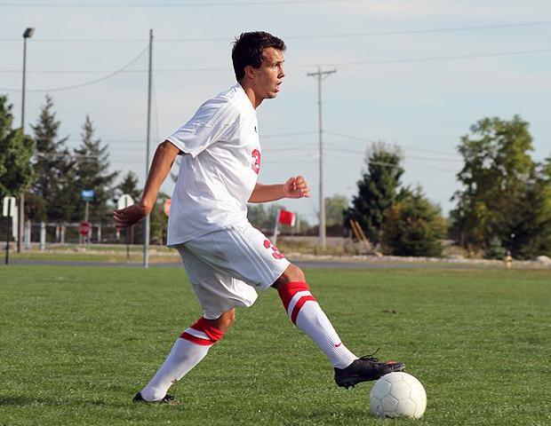 Ben Rubin and the Express men's soccer team lost 3-0 to No. 9 Cincinnati State in today's Region XII championship game. Photo by Nicholas Huenefeld/Owens Sports Information