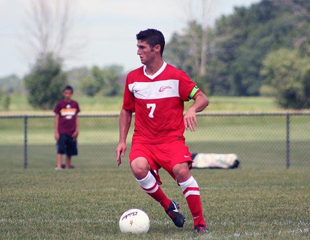 Jake Martin, pictured here today against Jackson, scored two goals - including the game winner with 4:29 left in the second overtime. Photo by Bonnie Kleinow/Owens Sports Information