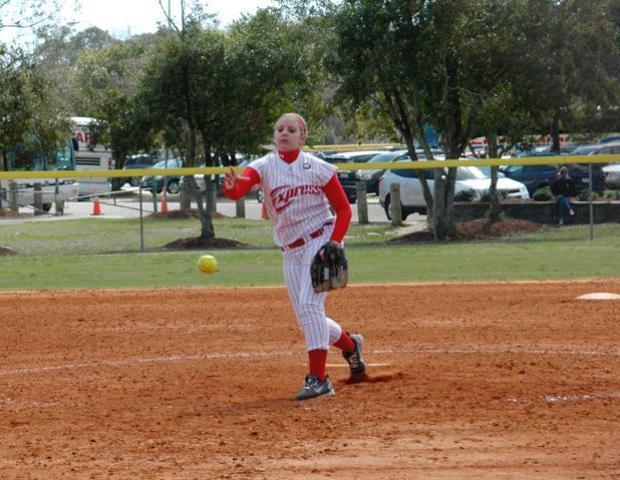 Ashlyn Michalak, pictured above, opened up her sophomore campaign by fanning 19 Olney Central batters in a 5-2 win. Pictured below, Lexi Sheets opened her collegiate career with a six inning, no hit, seven strikeout win in relief against CCBC-Catonsville. Photos by Sharon Snyder and Nicholas Huenefeld/Owens Sports Information