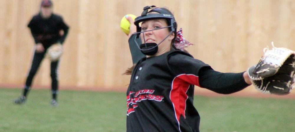 Kailey Minarchick delivers a pitch during today's win over Siena Heights. Photo by Nicholas Huenefeld/Owens Sports Information