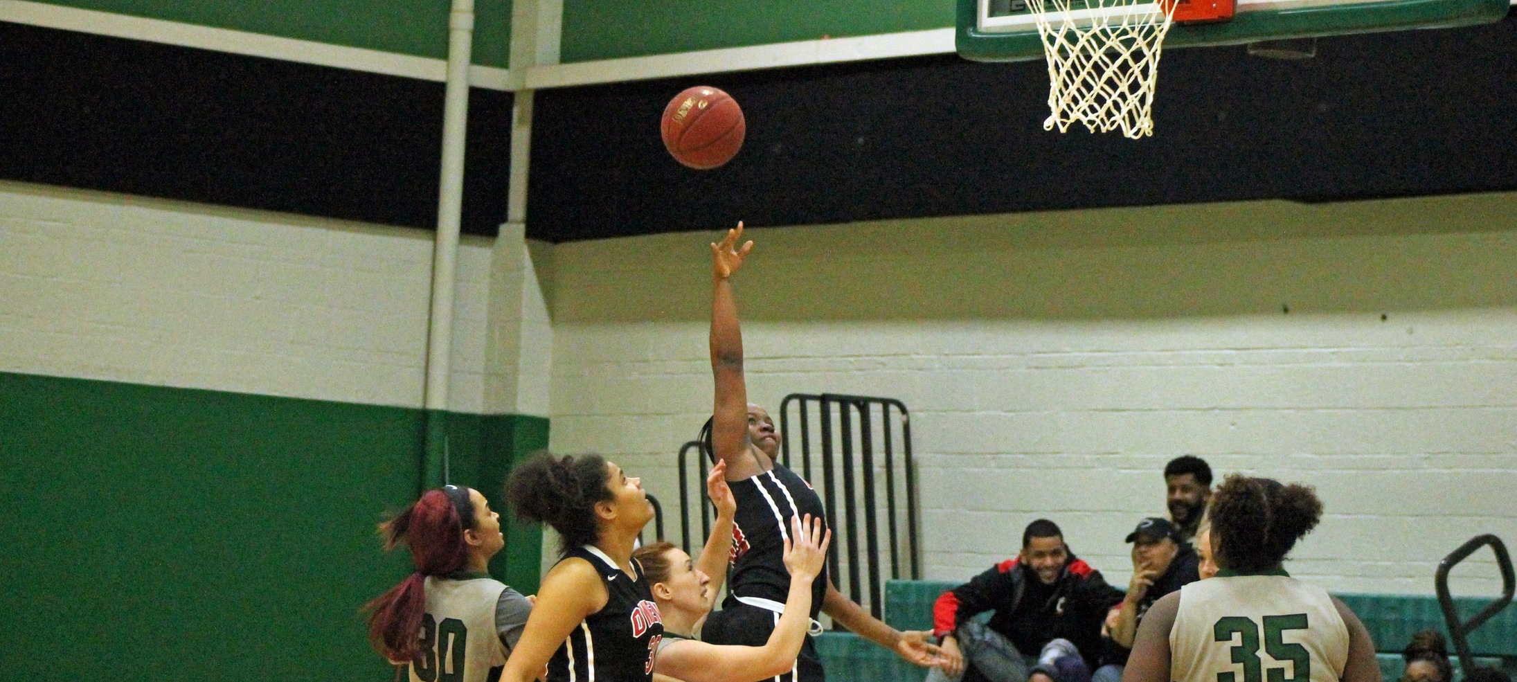 Brenda Pennington attempts a floater in the second half of today's 76-55 win over Cincinnati State. Photo by Nicholas Huenefeld/Owens Sports Information