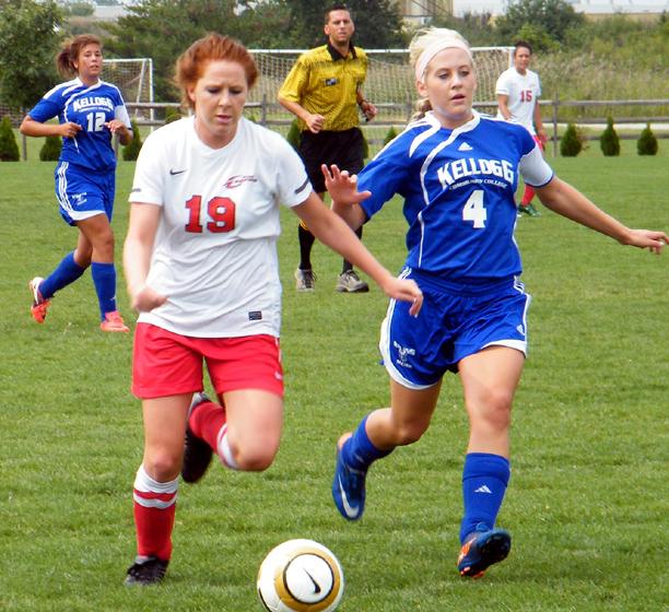 Amanda Roumaya assisted on three goals for the Express against Kellogg. Photo by Nicholas Huenefeld