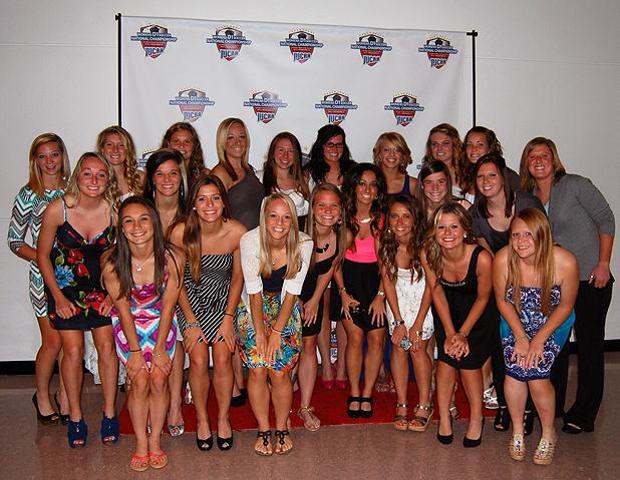 The Express women's soccer team, pictured here at the national tournament banquet, finished the season as the nation's 10th best team via the NSCAA/Continental Tire postseason poll. Photo by Judy Loehrke/Owens Sports Information