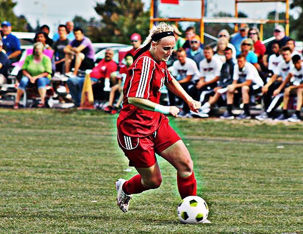 Haley Malaczewski picked up her second hat trick in three games today. Photo by Nicholas Huenefeld/Owens Sports Information