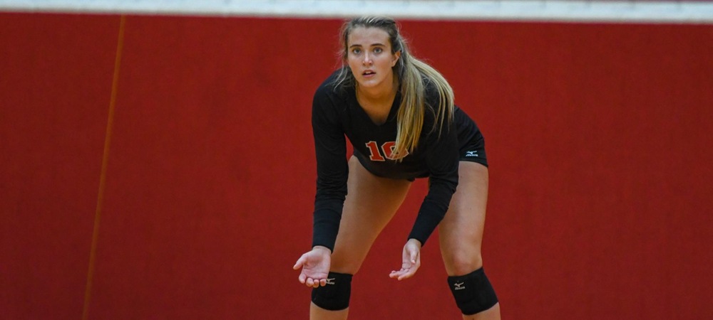 McKenna Babcock awaits a serve.
